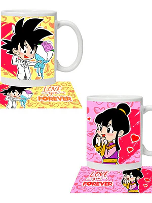 Pack Tazones Amor Dragon Ball Goku Y Milk Grafimax