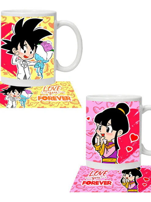Pack Tazones Amor Dragon Ball Goku Y Milk Grafimax 1