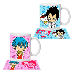 Pack Tazones Amor Dragon Ball Vegeta Y Bulma Grafimax