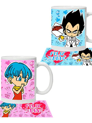 Pack Tazones Amor Dragon Ball Vegeta Y Bulma Grafimax
