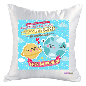 Cojí­N Blanco Felpa Eres Mi Mundo 40X40 Grafimax