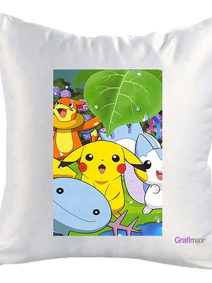 Cojí­N Blanco Felpa Pikachu Y Amigos 40X40 Grafimax