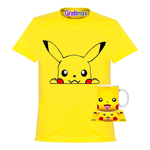 Polera Con Tazón Pikachu Carita Niño Amarilla Grafimax