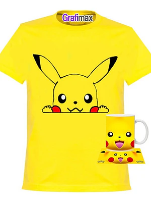Polera Con Tazón Pikachu Carita Niño Amarilla Grafimax