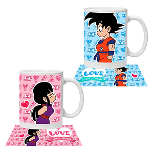 Pack Tazones Amor Dragon Ball Goku Y Milk Love Grafimax