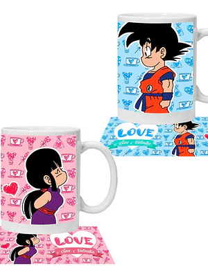 Pack Tazones Amor Dragon Ball Goku Y Milk Love Grafimax