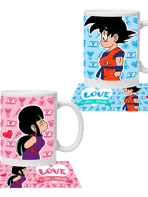 Pack Tazones Amor Dragon Ball Goku Y Milk Love Grafimax 1