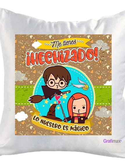 Cojí­N Blanco Felpa Me Tienes Hechizado 40X40 Grafimax 1