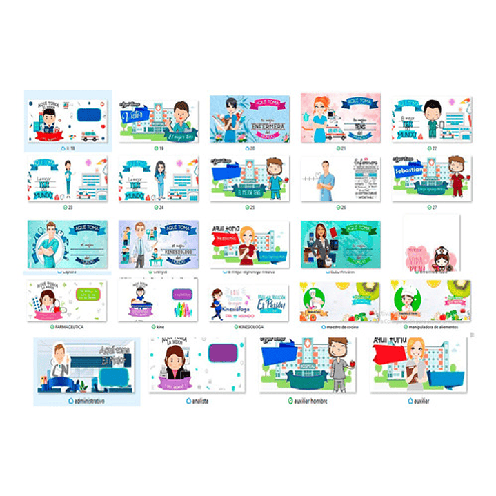 Pack 12 Tens Técnico Enfermería Enfermeras Doctor Grafimax 7