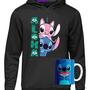 Polerón Contazón Stitch Y Angel Aloha Grafimax