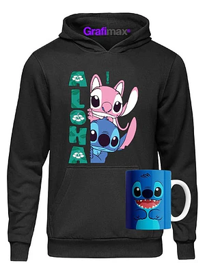 Polerón Contazón Stitch Y Angel Aloha Grafimax