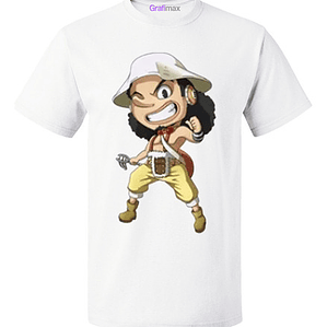Polera Blanca One Piece Usopp Anime Calidad Unisex Grafimax