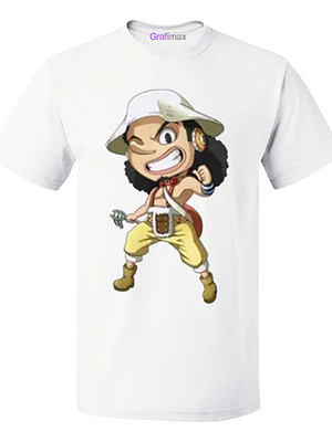 Polera Blanca One Piece Usopp Anime Calidad Unisex Grafimax