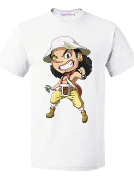 Polera Blanca One Piece Usopp Anime Calidad Unisex Grafimax 1