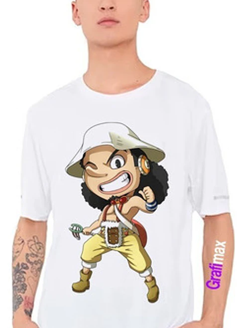 Polera Blanca One Piece Usopp Anime Calidad Unisex Grafimax 2