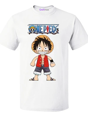 Polera Blanca Luffy One Piece Anime Calidad Grafimax
