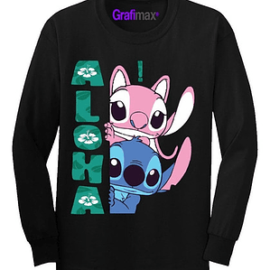 Polera Manga Larga Stitch Y Angel Aloha Grafimax