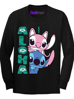 Polera Manga Larga Stitch Y Angel Aloha Grafimax