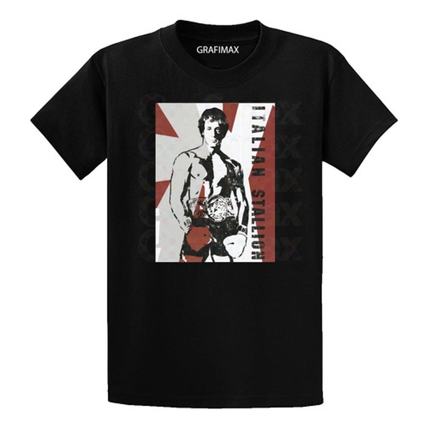 Polera Rocky Balboa Negra Hombre Poster Grafimax 1