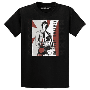 Polera Rocky Balboa Negra Hombre Poster Grafimax