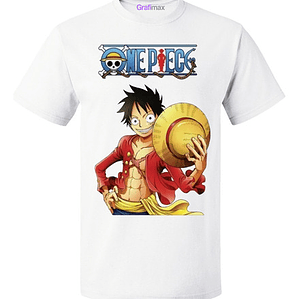 Polera Blanca One Piece Luffy Anime Calidad Grafimax