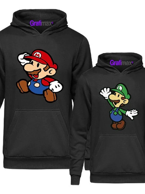 Polerón Super Mario Y Luigi Hermanos Niño Pack Grafimax 1