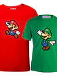 Pack Poleras Mario y Luigi Rojo Verde Para Hermanos Videojuegos Familia - Grafimax - Miniatura 1
