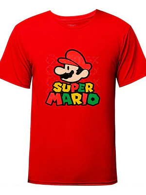 Polera Mario Bross Rojo Logo Video Game Grafimax