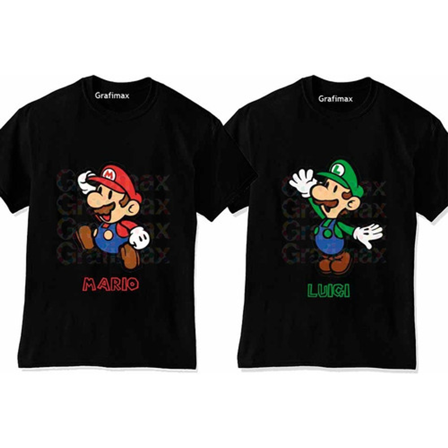 Pack Poleras Super Mario Y Luigi Para Hermanos Niño Grafimax 1