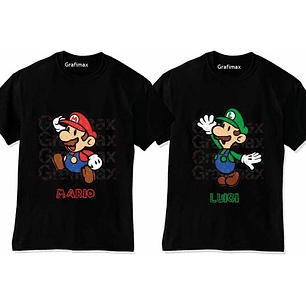 Pack Poleras Super Mario Y Luigi Para Hermanos Niño Grafimax