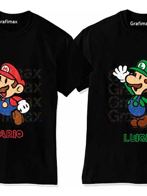 Pack Poleras Super Mario Y Luigi Para Hermanos Niño Grafimax