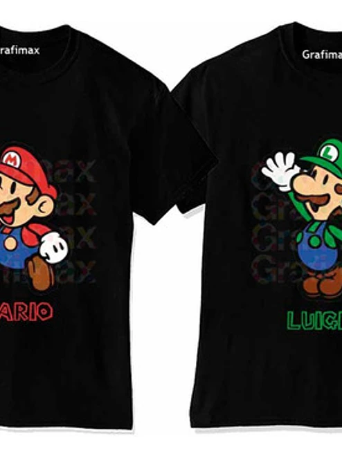 Pack Poleras Super Mario Y Luigi Para Hermanos Niño Grafimax 1