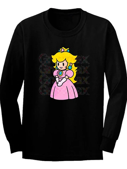 Polera Princesa Peach Mario Bro Manga Larga Grafimax 1