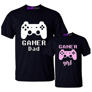 Pack Poleras Gamer Dad Gamer Hija Papá E Hija Grafimax