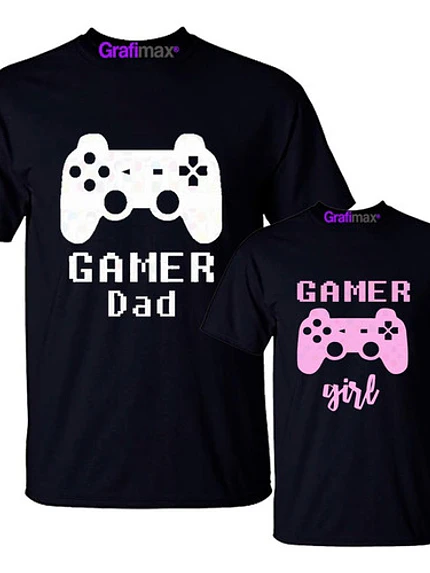 Pack Poleras Gamer Dad Gamer Hija Papá E Hija - Grafimax 1