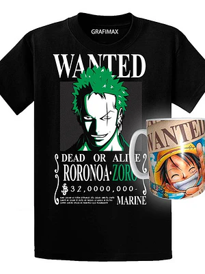 Polera One Piece Zoro Roronoa Anime + Tazón Zoro Grafimax