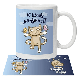 Tazón Amor Gatito 16 Horas Pienso En Ti Frases Grafimax