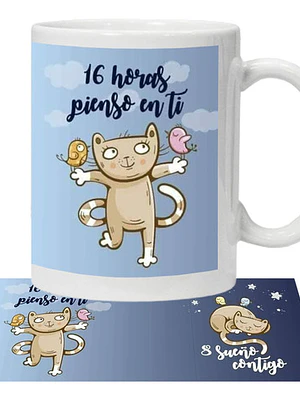 Tazón Amor Gatito 16 Horas Pienso En Ti Frases Grafimax