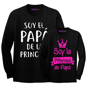 Pack Poleras Manga Larga Princesa De Papá Hija Papá Grafimax