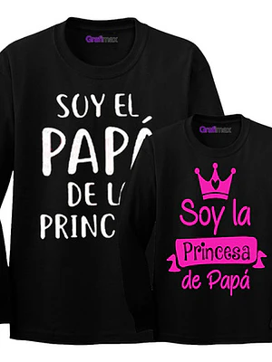 Pack Poleras Manga Larga Princesa De Papá Hija Papá Grafimax