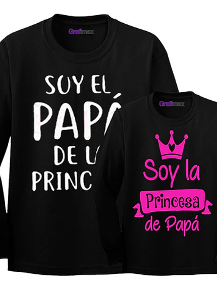 Pack Poleras Manga Larga Princesa De Papá Hija Papá - Grafimax 1