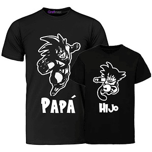 Pack Polera Goku Grande Pequeño Papá Hijo Familia Grafimax