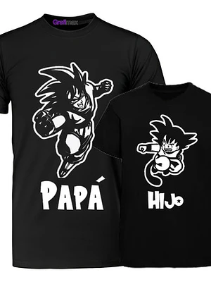 Pack Polera Goku Grande Pequeño Papá Hijo Familia Grafimax