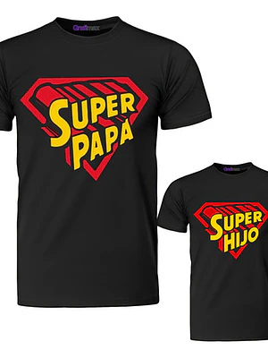 Pack Poleras Super Papá Super Hijo Superman Familia Grafimax