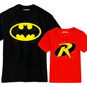 Pack Polera Batmany Robin Papá Hijo Familia Grafimax