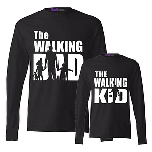 Pack Polera Ml Walking Dad Kid Papá Hijo Familia Grafimax