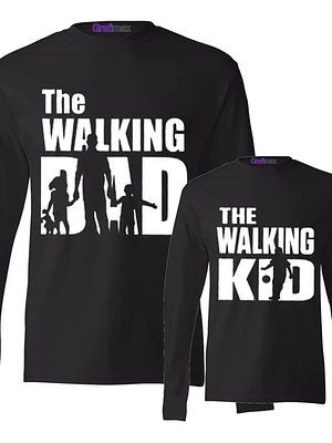 Pack Polera Ml Walking Dad Kid Papá Hijo Familia Grafimax