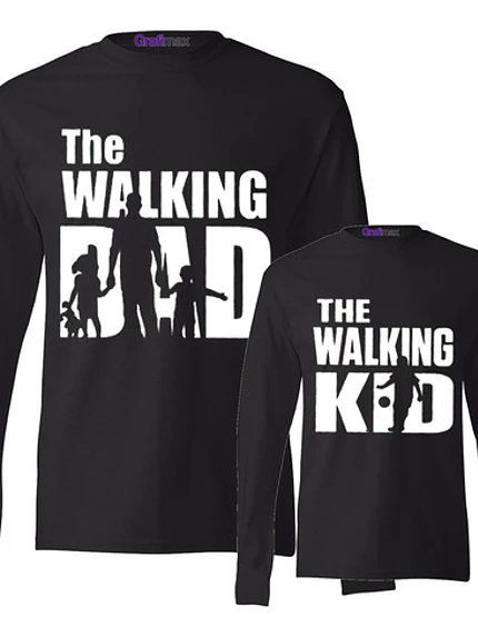 Pack Polera Ml Walking Dad Kid Papá Hijo Familia Grafimax 1