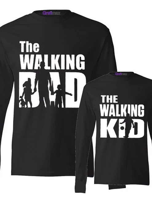 Pack Polera Ml Walking Dad Kid Papá Hijo Familia Grafimax 1