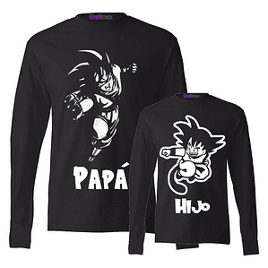 Pack Polera Manga larga  Papá Hijo Dbz Día Del Padre - Grafimax
